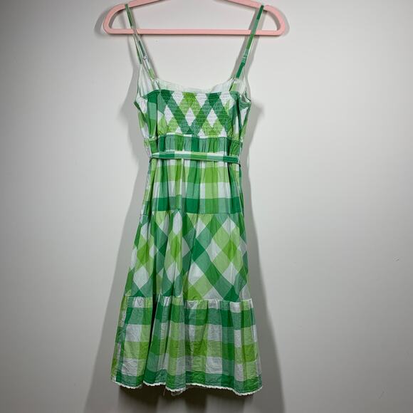 SO Green White Plaid Spaghetti Strap Mini Sundress Medium - Picture 2 of 7